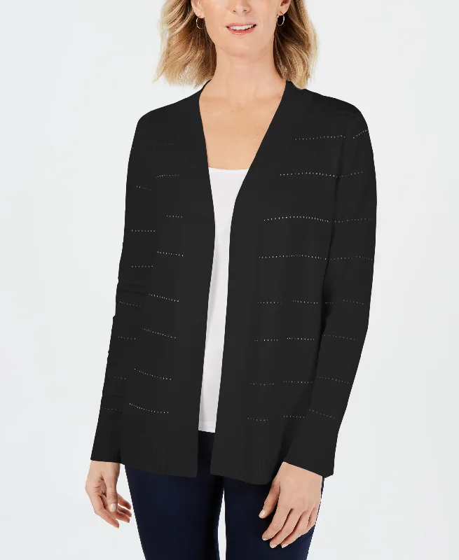 Karen Scott Pointelle Knit Ottoman Cardigan