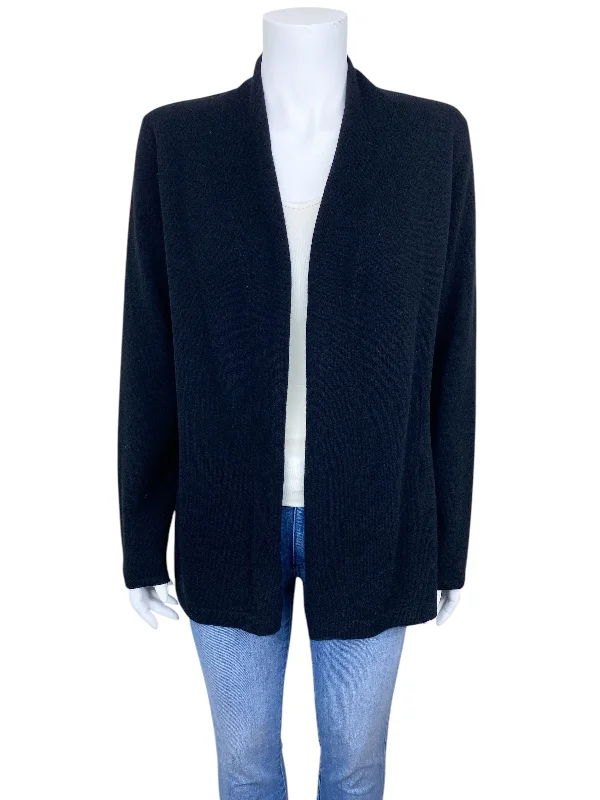 Lusso Cashmere Women's Cashmere Open Cardigan Sweater Black Size M