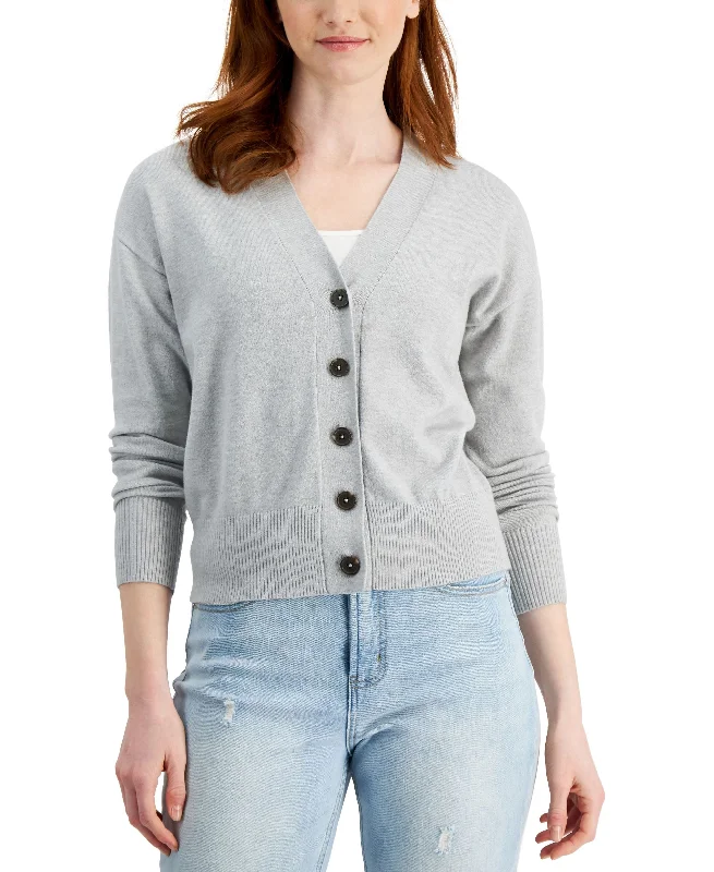 Style & Co Womens Cropped Button Cardigan