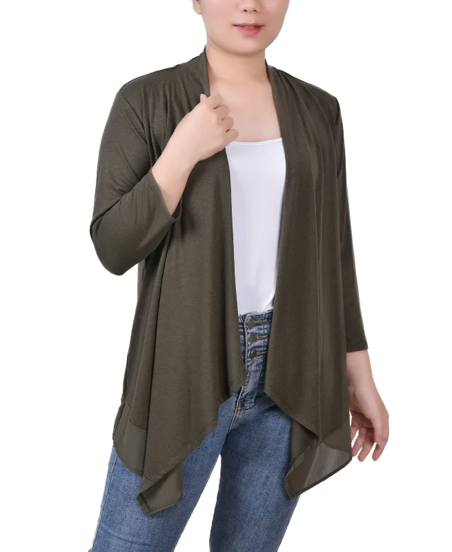 Women's 3/4 Sleeve Sharkbite Hem Cardigan